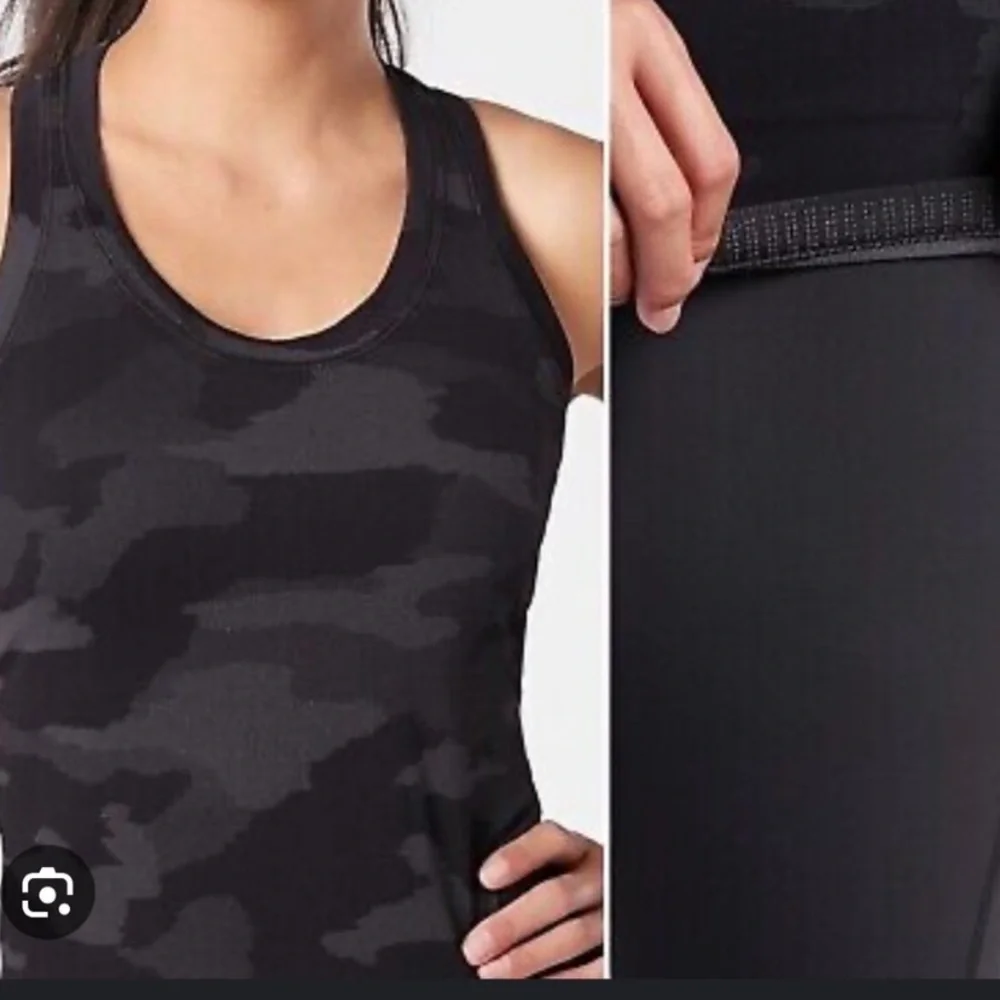Athleta Momentum Camo Tank Black Gray Racerback - Picture 2 of 6